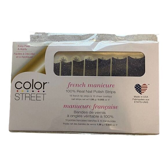 NEW Color Street Nail Strips In a Flurry (mani midnight blue tips & snowflakes) - Picture 2 of 3